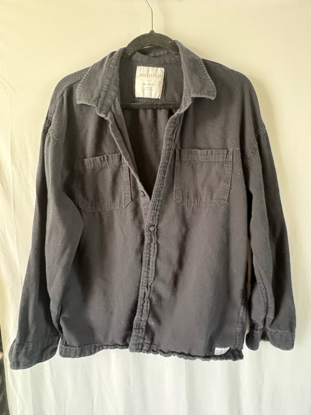Hollister Men's Dark Gray Button-Up Casual Flannel Shirt Jacket